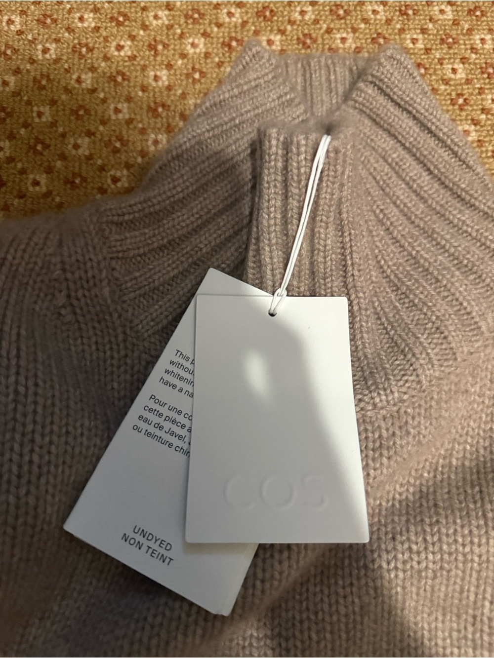 COS NWT Chunky 100% Pure Cashmere Funnel Neck Sweater in Undyed Cream/Tan - Picture 7 of 10